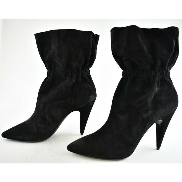 Saint Laurent YSL Etienne 95 Black Suede Runway Elastic Cuff Heel Ankle Boot 42 - Picture 10 of 12